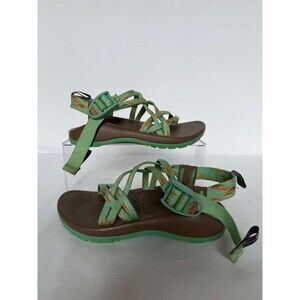 Chaco Kids Sandals Size 1 Green Orange Strap Adjustable Outdoor